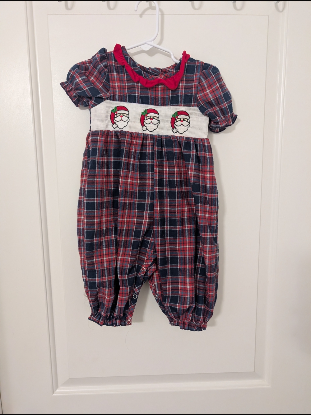 Plaid Santa Smocked Romper Size 6-12m Classic Holiday Ralph Lauren Christmas
